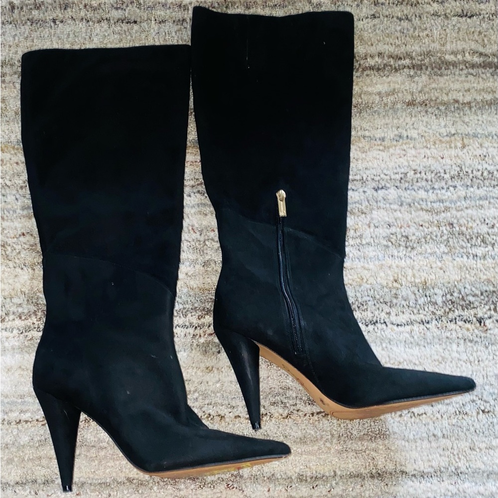 Jessica Simpson Black Pointed Toe Mid-Calf Heeled Boots